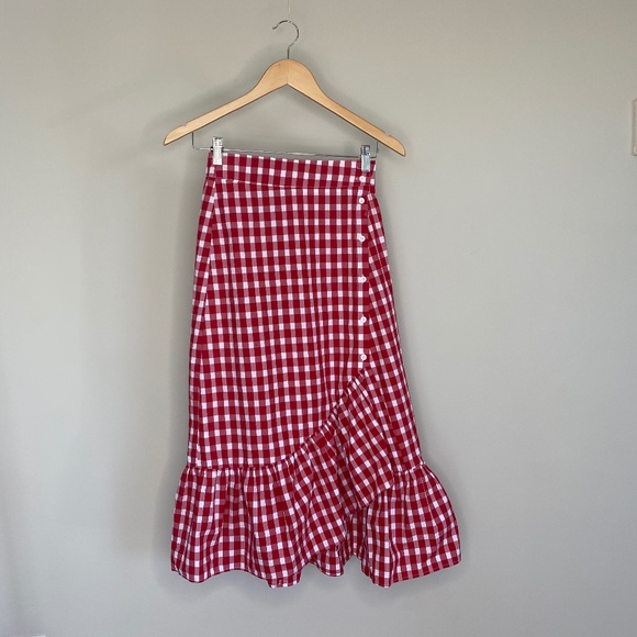 Zara Dresses & Skirts - Red and White Gingham Zara Frill Skirt